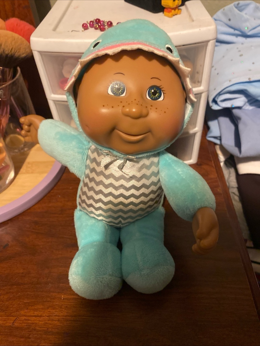 Cabbage Patch Kids Baby Doll in Teal Shark Outfit - Soft Cuddly Toy